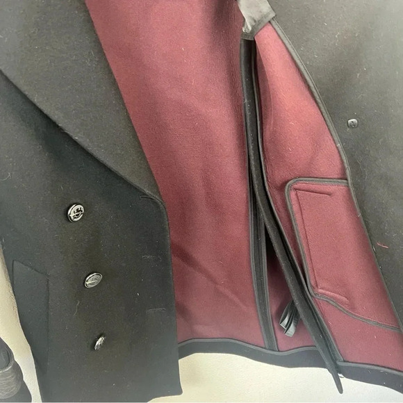 Mackage Black Wool Blend Double Breasted Pea Coat Military Designer Women’s XS - Picture 8 of 15